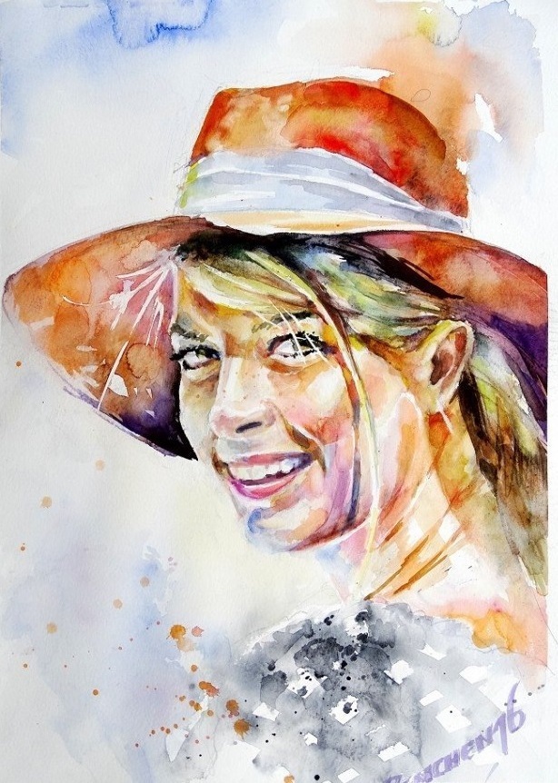 We finish with a file - Portrait, Maria Sharapova, Refinement, Similarity, Watercolor, Paint, Longpost