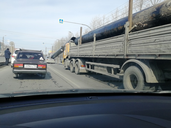 Always afraid of it. Pipe truck accident - My, Road accident, Pipe carrier, Phobias, Phobia, , Chelyabinsk