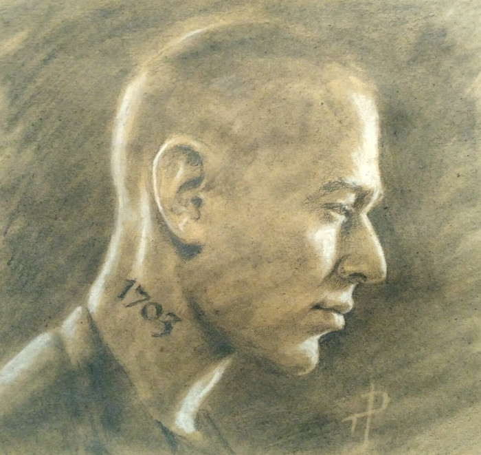 The guy with the tattoo on his neck =) - My, Oxxxymiron, Graphics, Craft paper, Portrait, Drawing, Pencil