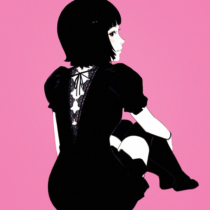 Laces - Digital drawing, Drawing, Art, Beautiful girl, Stockings, Pink, Ilya Kuvshinov