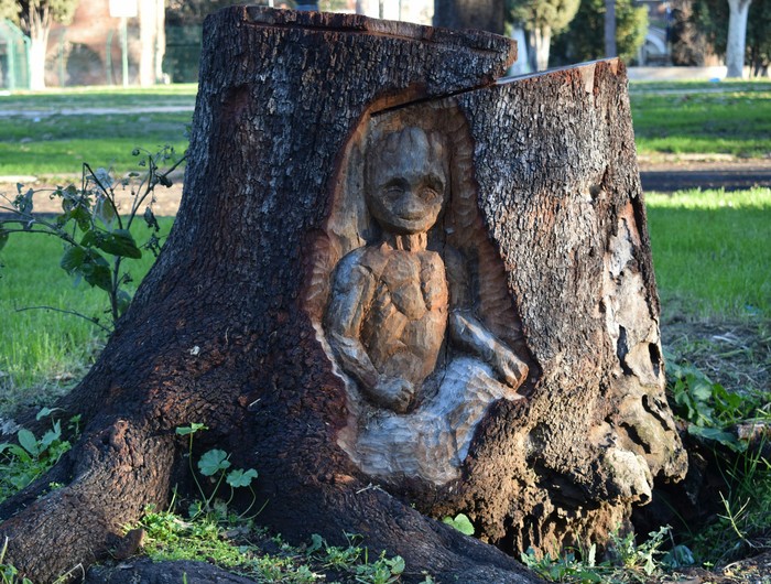 Groot - My, The photo, Guardians of the Galaxy, Wood carving, Rome