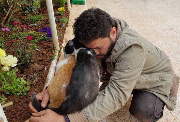 Mohammed Jalil is a man who takes care of animals in one of the most dangerous places on earth. - , cat, Shelter, Syria, , Pet, The photo, Longpost, Pets