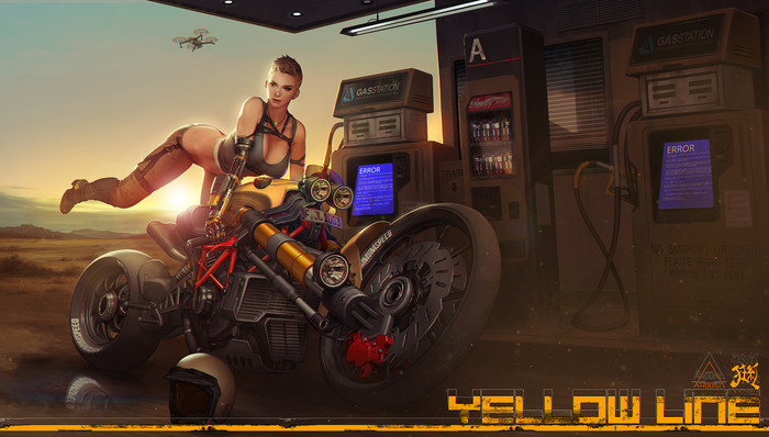 Yellowline by CRAZYRED (Shim jae-woo) - , , 2D, Drawing, Images, Digital drawing, Art