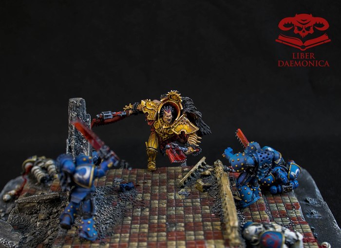 Scene from the battle for the planet Armatura! by Liber Daemonica Studio - Warhammer 30k, Horus heresy, World eaters, Ultramarines, Angron, Wh miniatures, Longpost, The photo