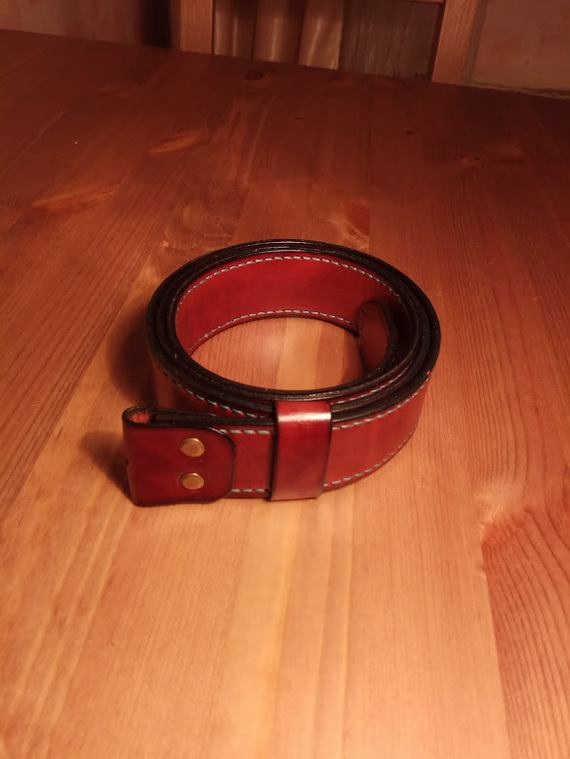 Genuine leather belt. - My, Belt, Leather, With your own hands, Handmade, Leather craft, Longpost