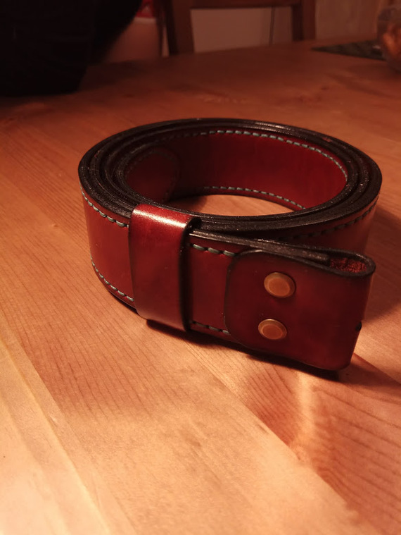 Genuine leather belt. - My, Belt, Leather, With your own hands, Handmade, Leather craft, Longpost