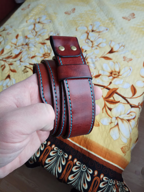 Genuine leather belt. - My, Belt, Leather, With your own hands, Handmade, Leather craft, Longpost