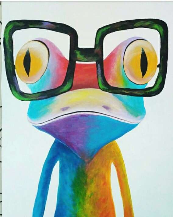 Rainbow Frog ~ - My, Frogs, Acrylic, Drawing
