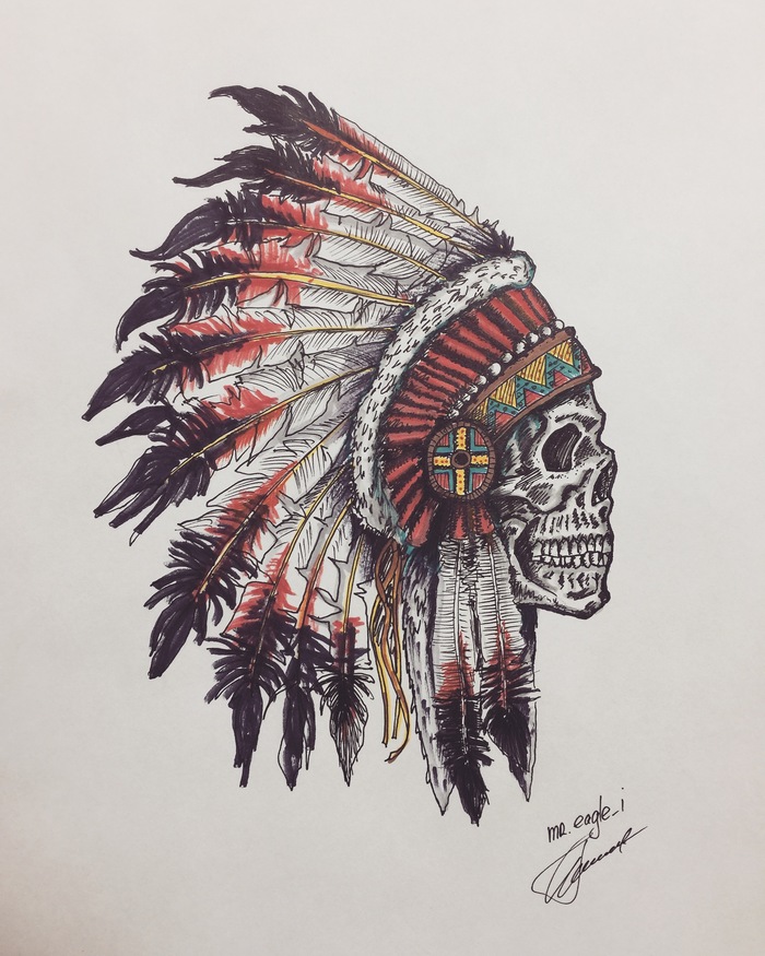 DUX (chief) - My, Leader, Indians, Sketch, Sketch, Art