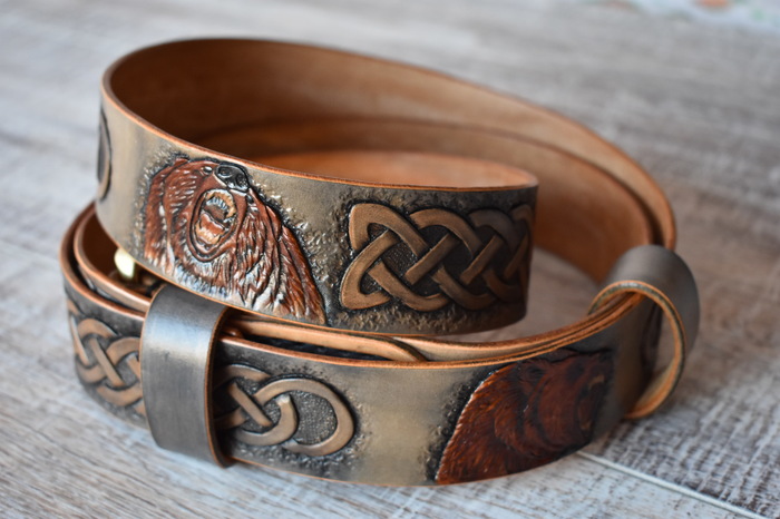 Belts - My, Leather, Leather products, Embossing on leather, , Leather craft, Belt, Longpost