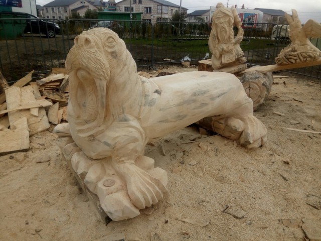 Kid with a chainsaw - My, Alexander Ivchenko, Chainsaw sculpture, Chainsaw, Veles, Perun, Svarog, Wood carving, Longpost, Video