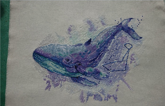 Embroidery Constellation whale - My, Cross-stitch, Needlework, Needlework with process, Handmade, Whale, Longpost