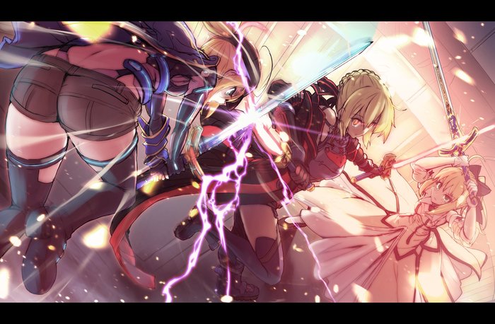 Duel of Fates - Anime art, Fate grand order, Saber lily, Mysterious Heroine X, Mysterious Heroine X Alter