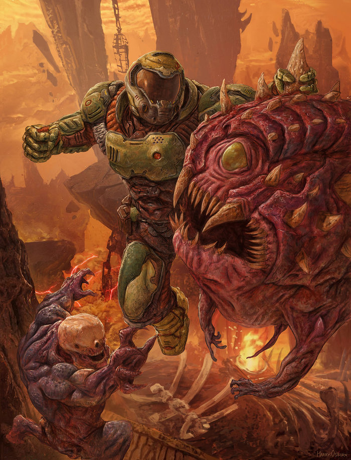 DOOM - Doomguy, Doom, Игры, Арт, Harry Osborn