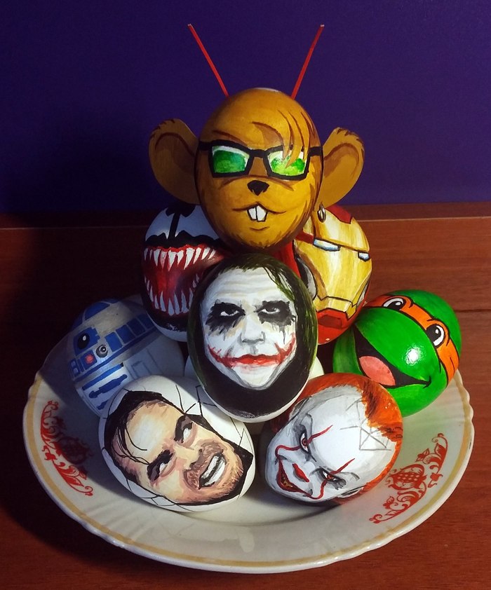 As I celebrated Easter... - My, Easter, Star Wars, Terminator, Rocker Mice from Mars, Stanley Kubrick, Teenage Mutant Ninja Turtles, iron Man, Batman, Longpost