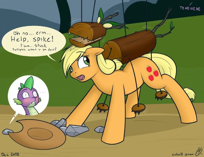 Spike, help me! - My Little Pony, Applejack, Twilight sparkle, Spike