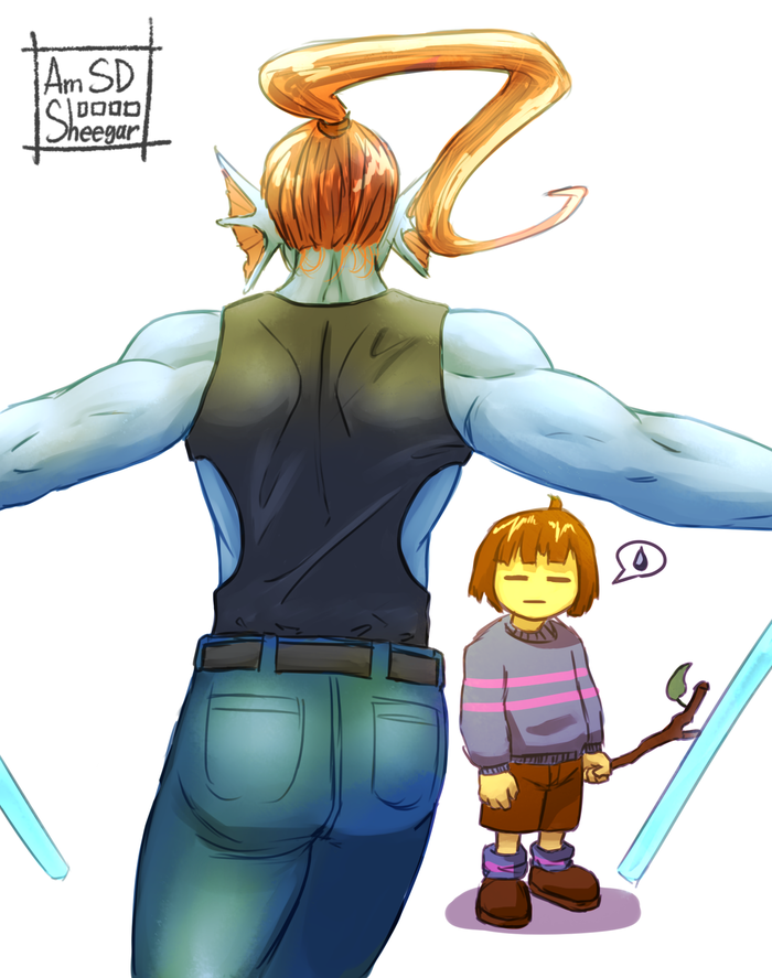   Undyne, Frisk, Undertale, , 