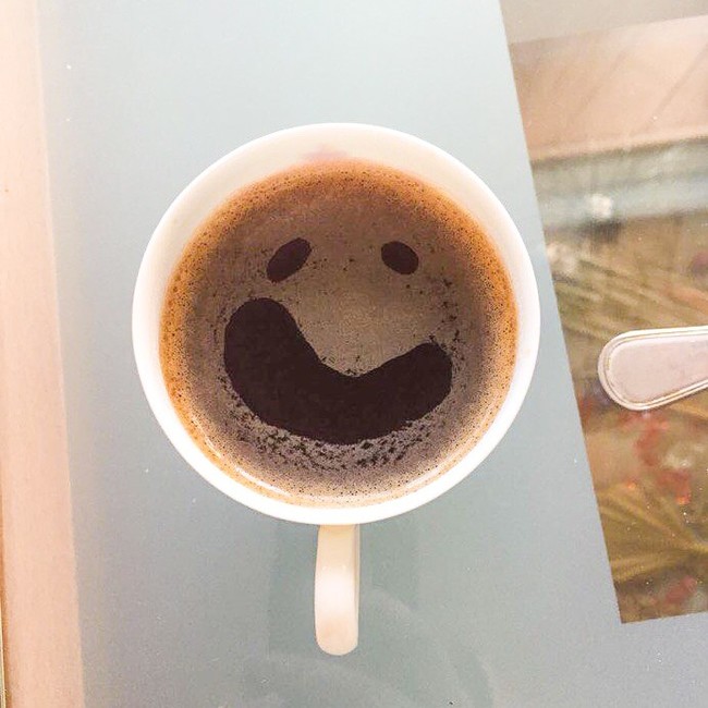 At least someone is happy on a Monday morning - My, Coffee, Morning, Monday, Smile
