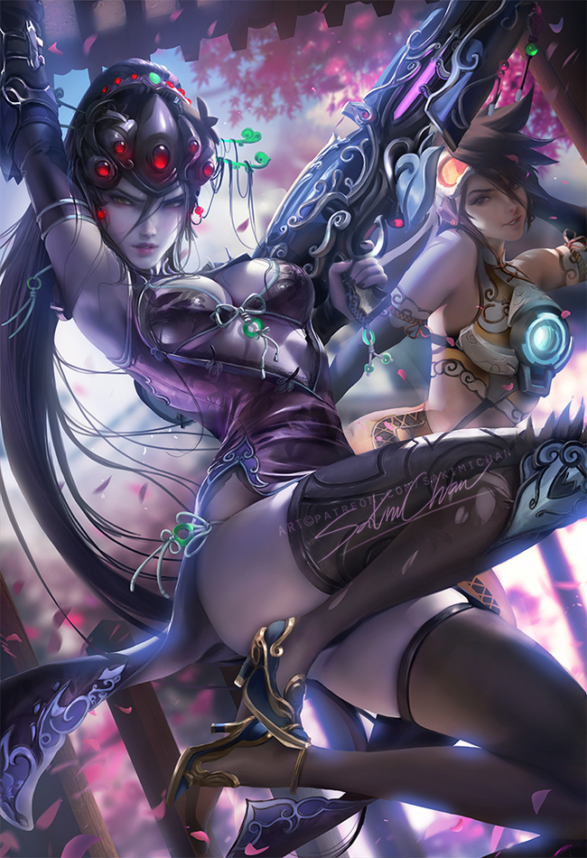 Black Lily Widowmaker! - Widowmaker, Overwatch, Sakimichan, Игры, Tracer, Красивая девушка