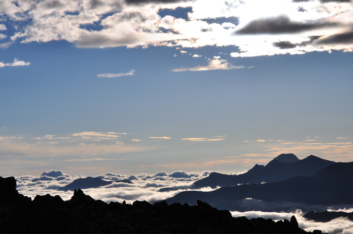 Caucasus at dawn - My, Russia, Caucasus, Kabardino-Balkaria, Bezengi, dawn, Morning, The mountains, Clouds