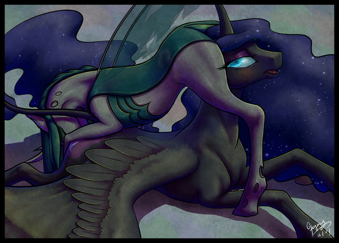 Exploring the Far Side of the Moon - NSFW, My little pony, Queen chrysalis, Nightmare moon, Shipping, MLP Suggestive