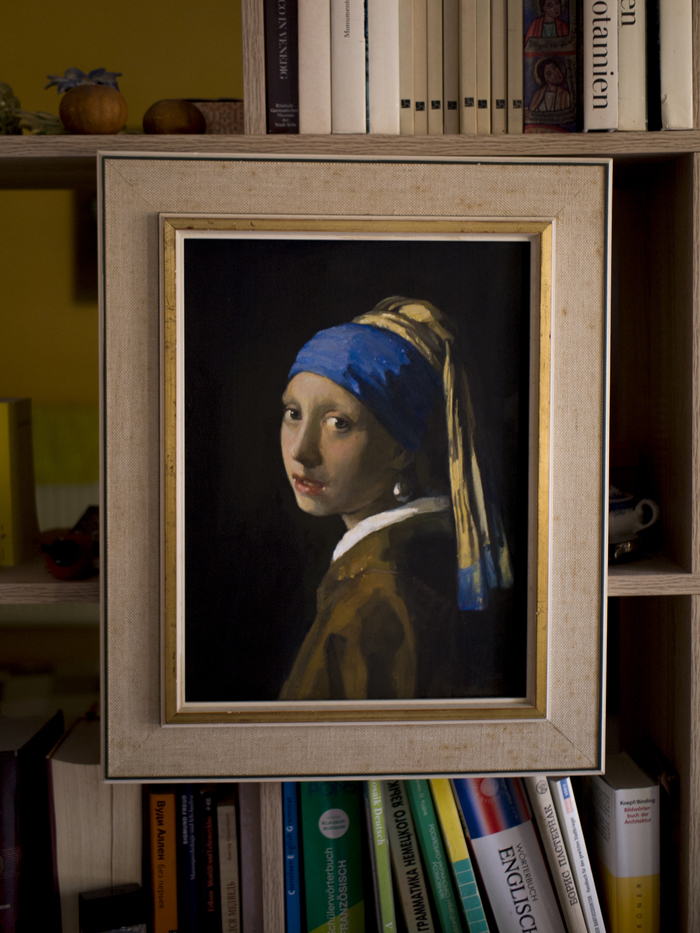 Wrote a copy of a very famous painting - My, Gnievyshev, Copy, Jan Vermeer, Girl with a pearl earring, Painting, Portrait, Girls