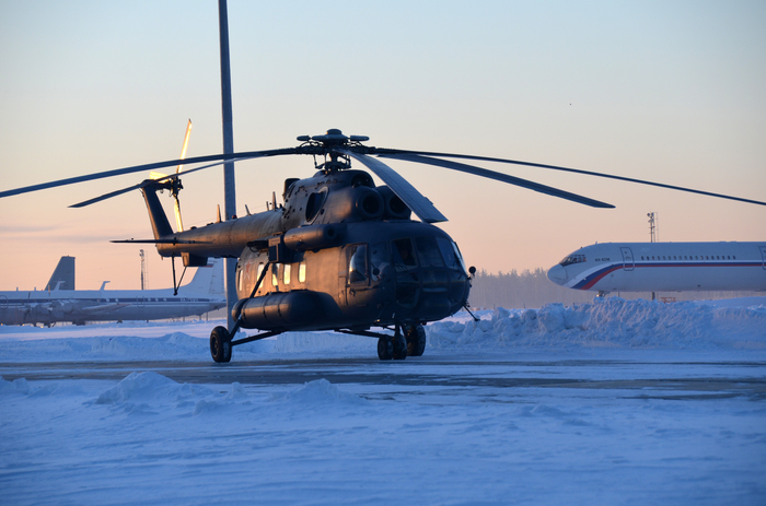 Ми-8 АМТ в морозное зимнее утро - Ми-8, Фотография, Моё, Авиация