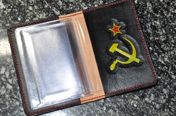 Cover for auto-moto documents. Born in USSR. - My, Leather, Embossing on leather, the USSR, Cover, Longpost