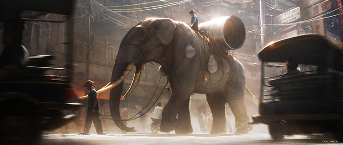 Bangkok XXIII - Art, Drawing, Elephants, Julien Gauthier
