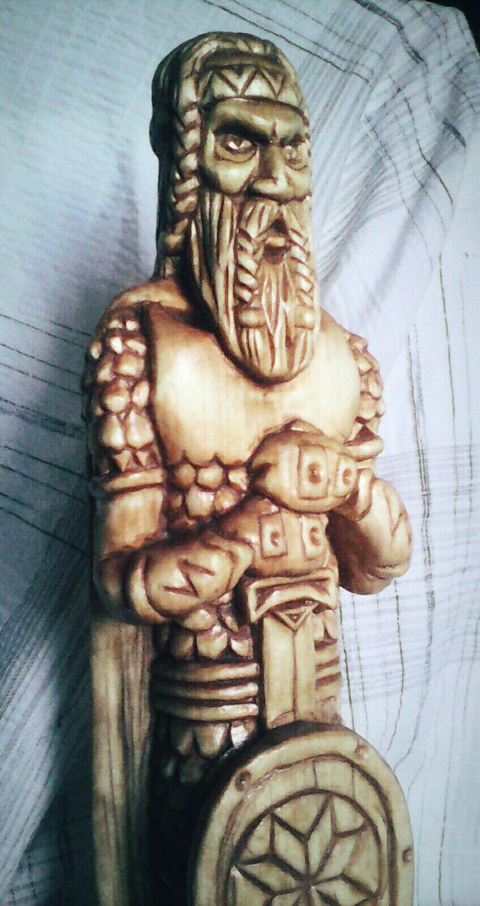 Slavic god PERUN, carved from wood (aspen), height 25cm. - My, Ancient gods, Wood carving, Thread, Slavic mythology, Rodnoverije, Perun, Longpost