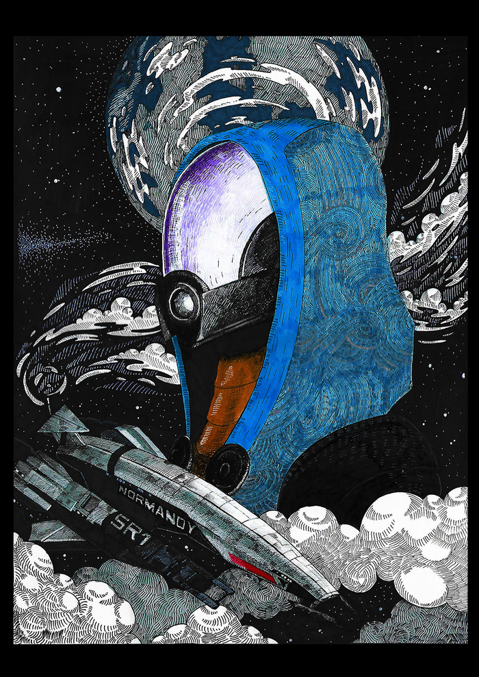 Some graphics and MassEffect - My, Mass effect, Graphics, My, Tali zorah, Normandy, League of Artists