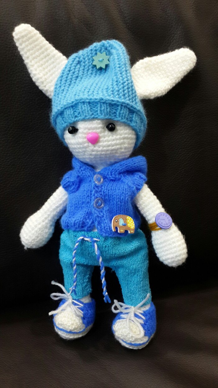 Knitted hare Makar. Handmade - My, Handmade, Handmade, Knitted toys, Hare, Presents, Knitting, , Longpost