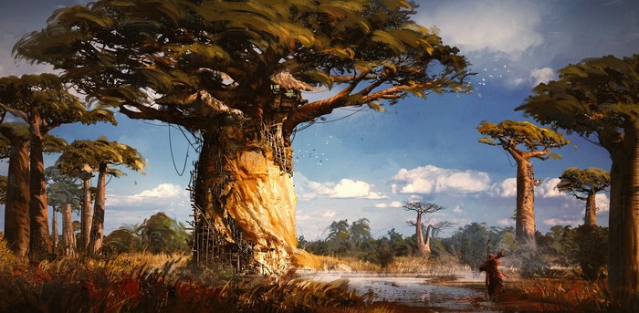 Baobab Treehouse - Art, Drawing, Baobab, Tree, 
