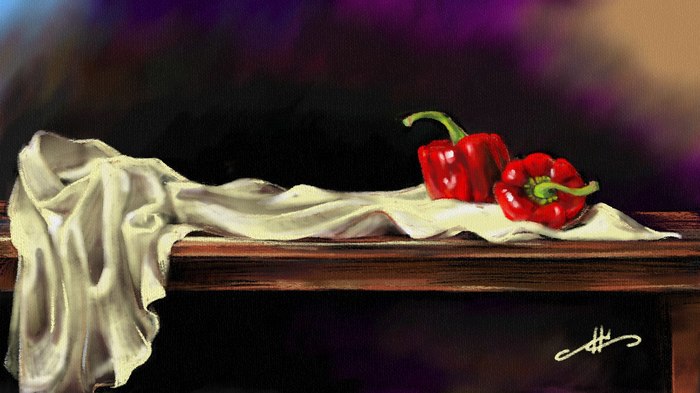 Still life with peppers - My, Still life, Drape, Digital drawing, , Pepper, Vegetables