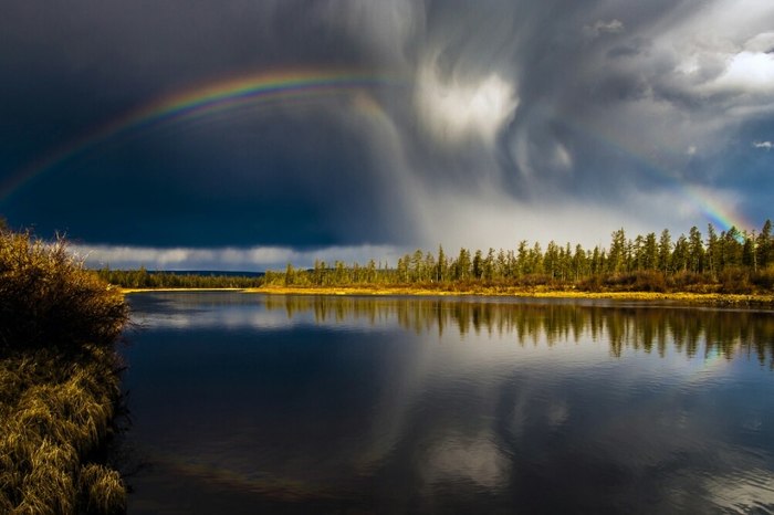 Радуга над рекой Марха. Якутия. - Фотография, Природа, Гроза, Радуга, Красота, Россия