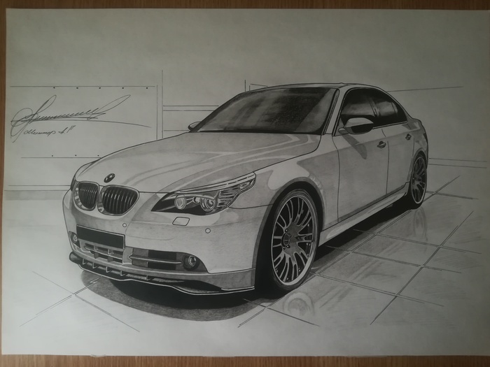 bmw e60 m5 - My, Auto, Pencil drawing