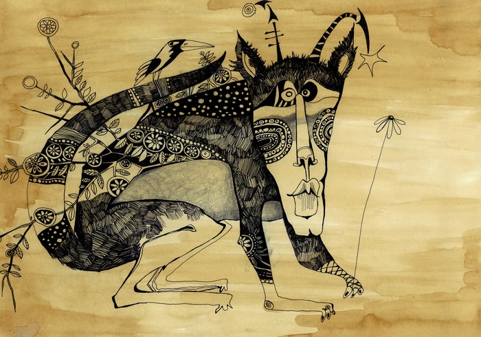 Chubabra. Ink, pencil. - My, Dog, Graphics, Drawing