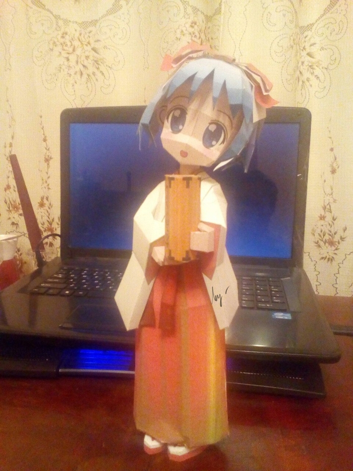 Paper figure Tsukasa Hiiragi from the anime Lucky Star - My, Longpost, My, Tsukasa, , Papercraft, Anime