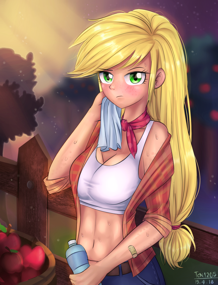 A hot time with hot apple My Little Pony, Equestria Girls, Applejack, Looknamtcn