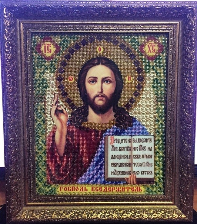 Beaded icon God Almighty - My, Icon, Embroidery, Handmade, Needlework without process, Needlework, Creation, Beads, Orthodoxy
