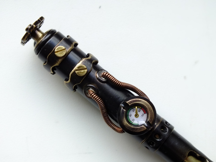 Steampunk themed pen Sting - My, Steampunk, Pen, , Needlework without process, With your own hands, Longpost