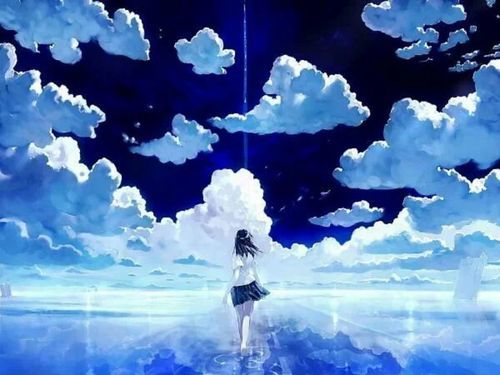 #Sky #Girl - Моё, Anime Art, Небо, Тян