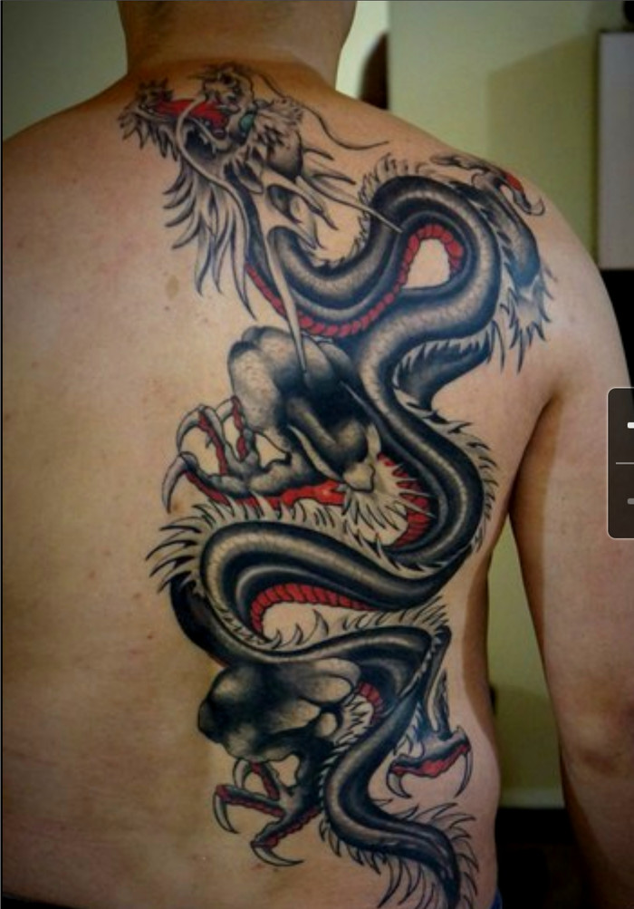 dragon tattoo on back - Tattoo, My, The photo, Back