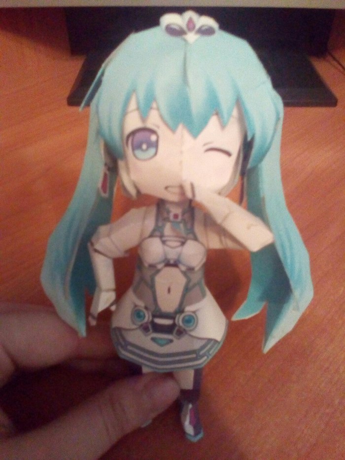 Hatsune Miku Paper Figure - My, Anime, Hatsune Miku, Vocaloid, Papercraft, Chibi, Longpost