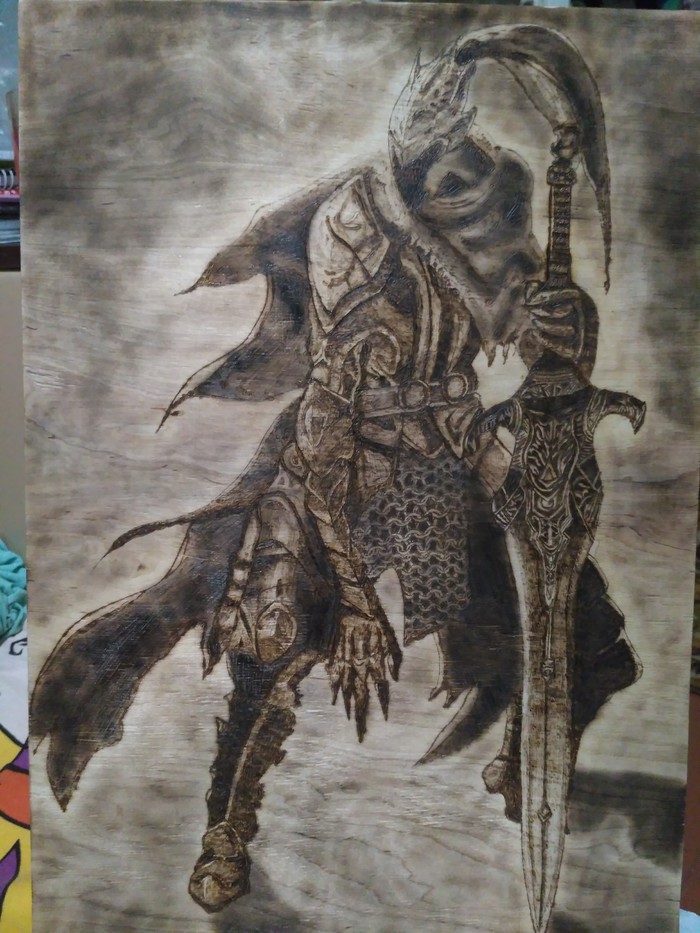 Artorias the Abysswalker - Моё, Рукоделие без процесса, Выжигание, Пирография, Арториас