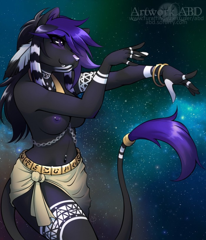 Dance against the stars - NSFW, Furry, Art, Abluedeer, Furotica, Night