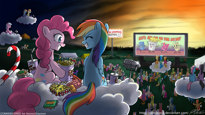 "Night at the Trot-In" by johnjoseco My Little Pony, Rainbow Dash, Pinkie Pie, Original Character, John Joseco