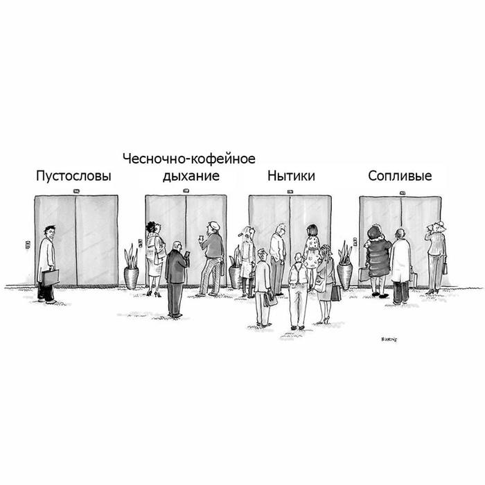 Choose the elevator you will take - Elevator, Comics, Smell, The new yorker, New Yorker Magazine