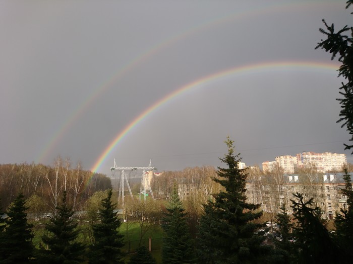 Rainbow - My, Krasnogorsk, Double Rainbow, Landscape, View from the window