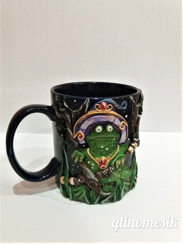 Mug with the Witch's Apprentice made of polymer clay - My, Polymer clay, Кружки, Frogs, Character, Characters (edit), Fan art, Hearthstone, Polymer clay, Longpost